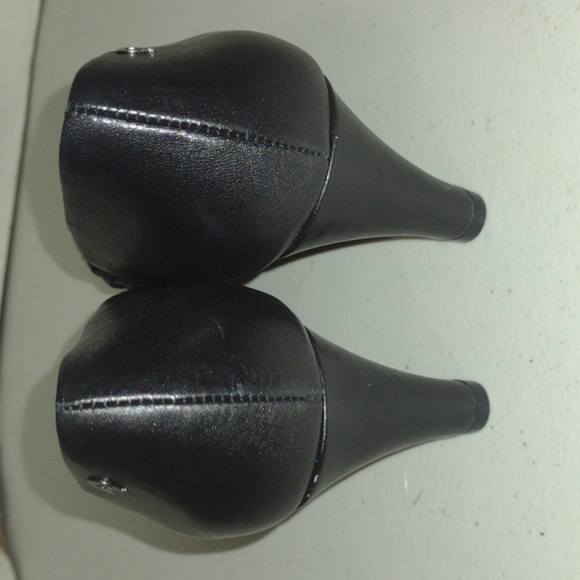 Etienne Aigner Black Peep Toe Wedge Leather Heels Shoes size 7m - Picture 5 of 10